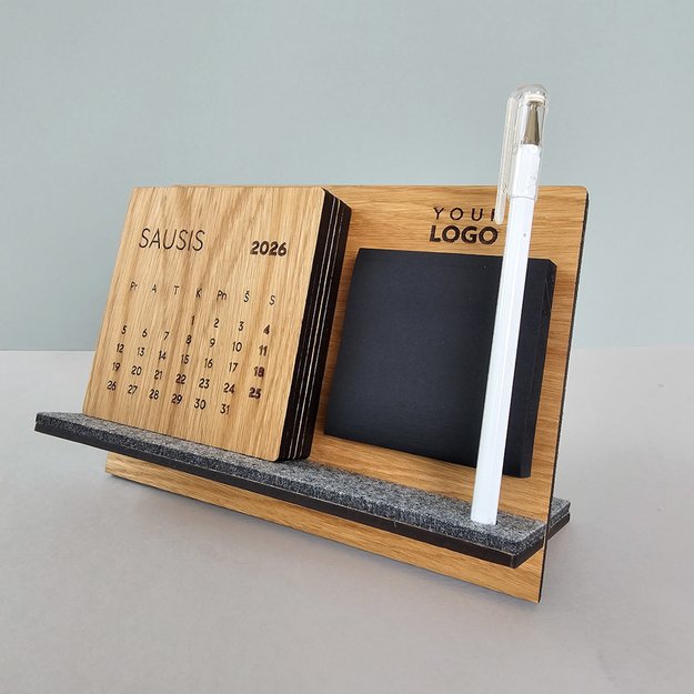 Verslo dovana „Medinis 2026 m. kalendorius – stovelis užrašams“