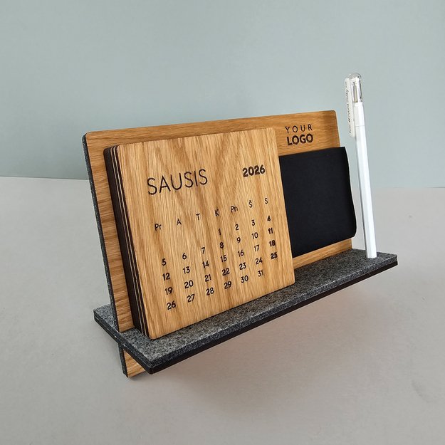 Verslo dovana „Medinis 2026 m. kalendorius – stovelis užrašams“ 12