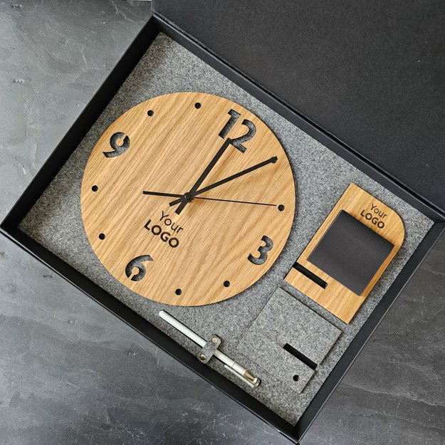 Dovanų rinkinys „Laikrodis + Stovelis užrašams. Nr. 1“