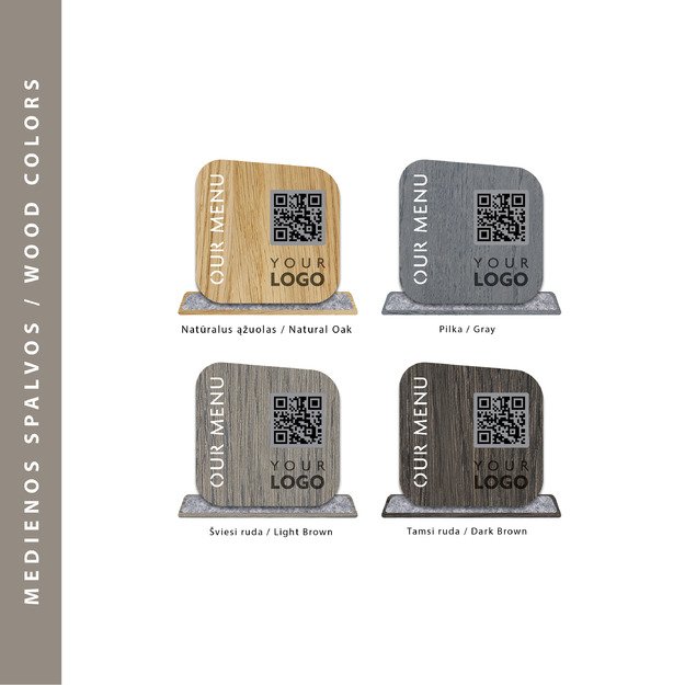 Medinis stalo stovelis su QR kodu. Nr. 10 1