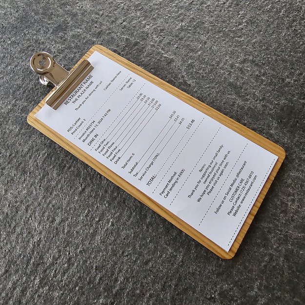 Medinis sąskaitos, pinigų laikiklis su metaliniu spaustuku. Nr. 1 6