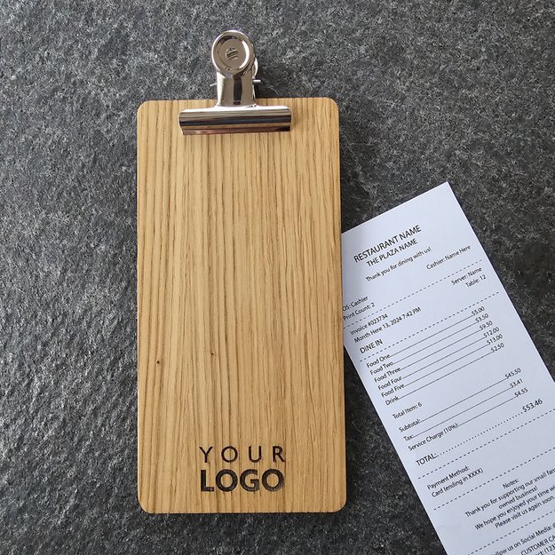 Medinis sąskaitos, pinigų laikiklis su metaliniu spaustuku. Nr. 1 1