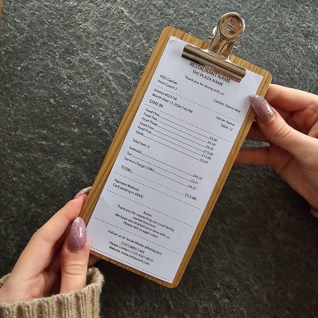 Medinis sąskaitos, pinigų laikiklis su metaliniu spaustuku. Nr. 1 7