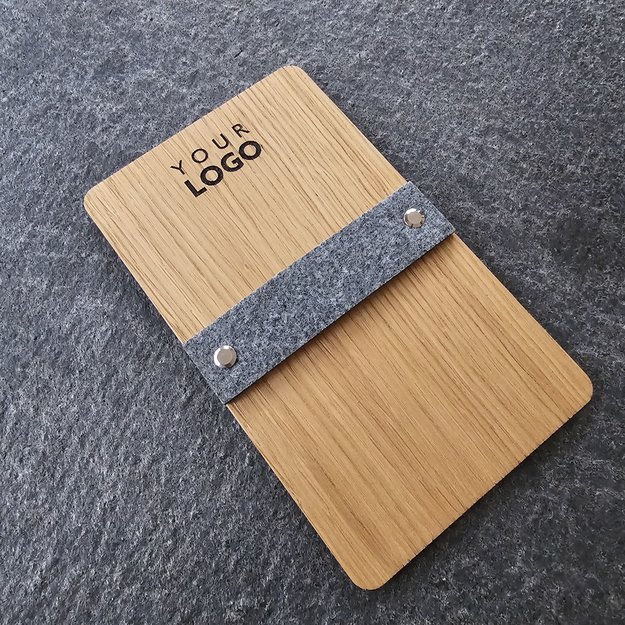 Medinis sąskaitos, pinigų laikiklis su veltinio juostele. Nr. 2 2