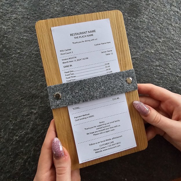 Medinis sąskaitos, pinigų laikiklis su veltinio juostele. Nr. 2 4