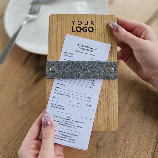 Medinis sąskaitos, pinigų laikiklis su veltinio juostele. Nr. 2 1