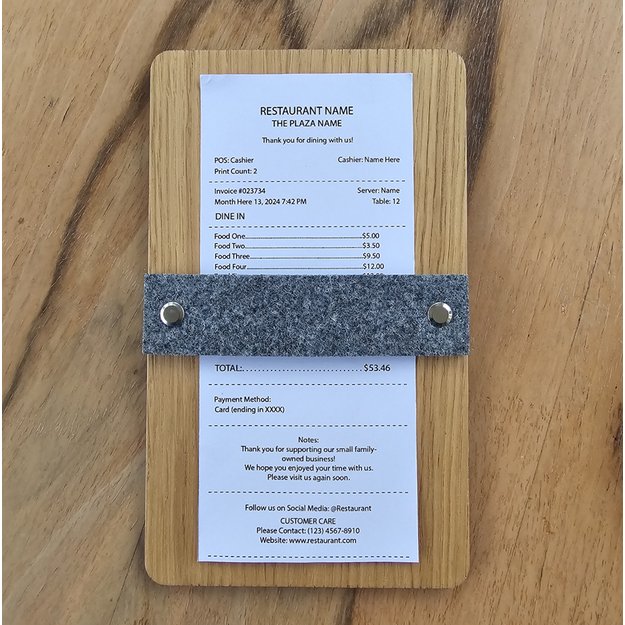 Medinis sąskaitos, pinigų laikiklis su veltinio juostele. Nr. 2 6