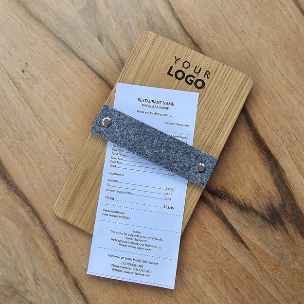 Medinis sąskaitos, pinigų laikiklis su veltinio juostele. Nr. 2 5