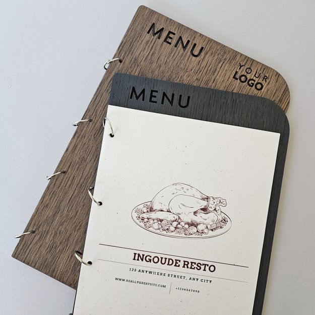 Medinis meniu laikiklis su žiedais, A5 ir A4 formato. Nr. 10 1