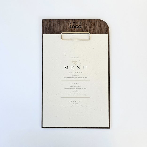 Medinis meniu laikiklis su metaliniu spaustuku, A5 ir A4 formato. Nr. 11 6