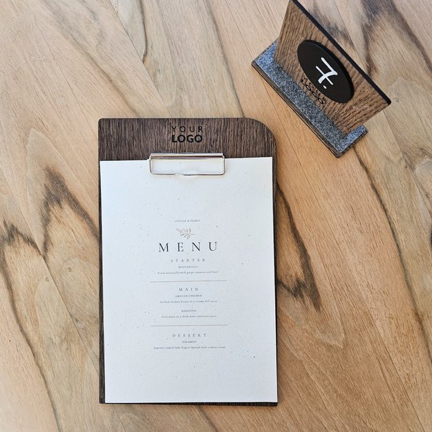 Medinis meniu laikiklis su metaliniu spaustuku, A5 ir A4 formato. Nr. 11 9