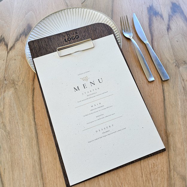 Medinis meniu laikiklis su metaliniu spaustuku, A5 ir A4 formato. Nr. 11