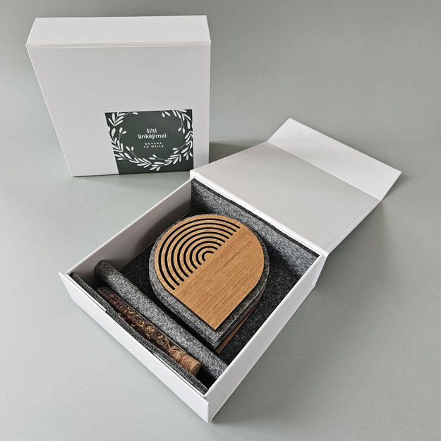 Dovanų rinkinys "Disco padėkliukai puodeliams" su arbata 2