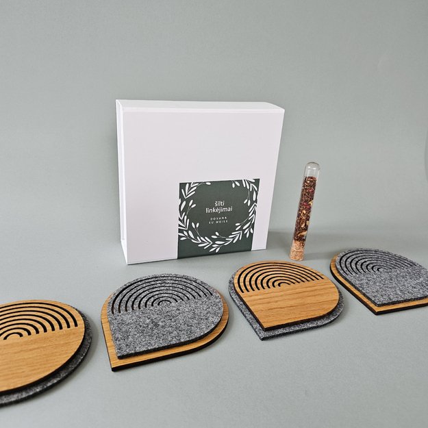 Dovanų rinkinys "Disco padėkliukai puodeliams" su arbata 10