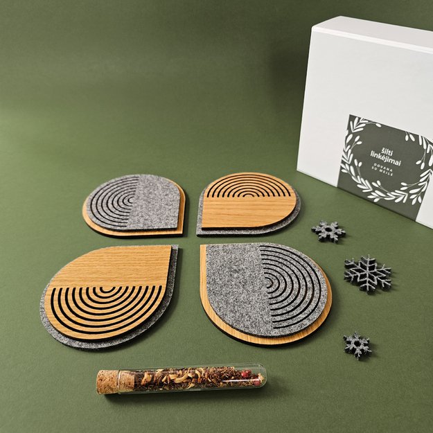 Dovanų rinkinys "Disco padėkliukai puodeliams" su arbata 3