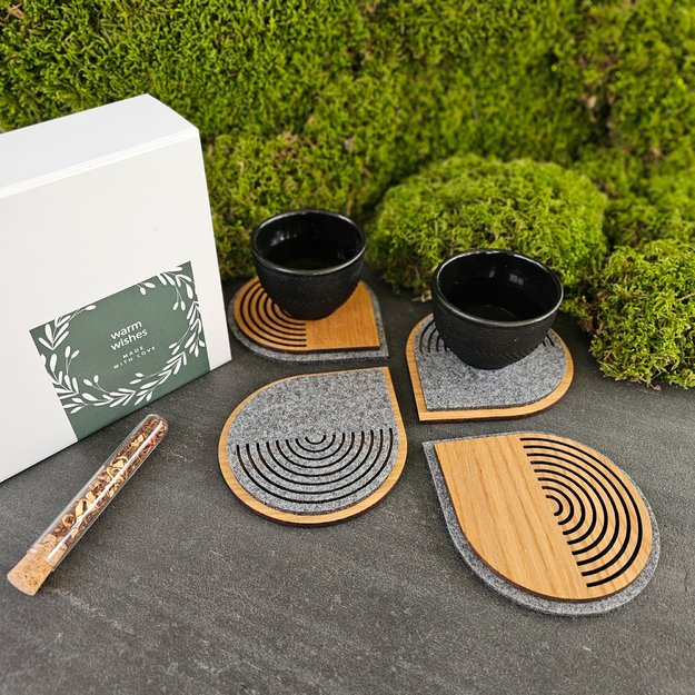 Dovanų rinkinys "Disco padėkliukai puodeliams" su arbata 12