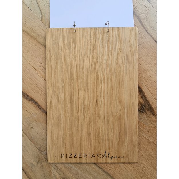 Medinis meniu laikiklis su žiedais viršuje, A5 ir A4 formato. Nr. 12 2