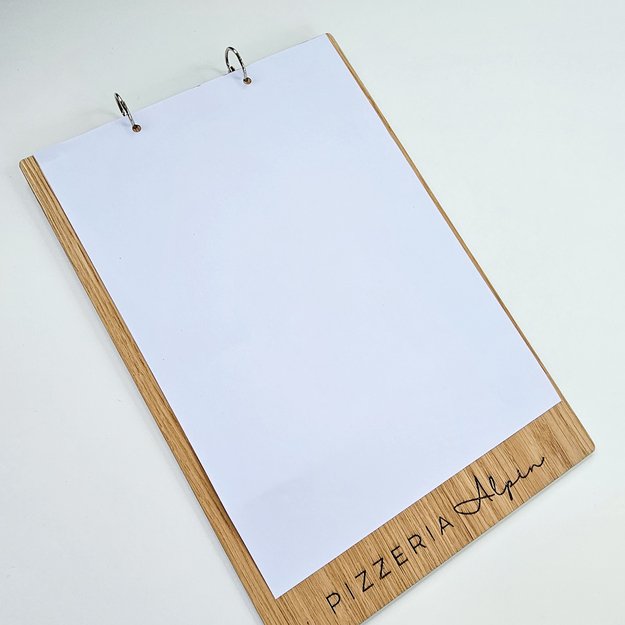 Medinis meniu laikiklis su žiedais viršuje, A5 ir A4 formato. Nr. 12