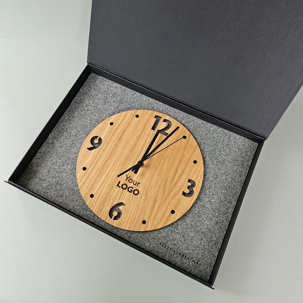 Verslo dovana „Medinis laikrodis su logotipu. Nr. 1“