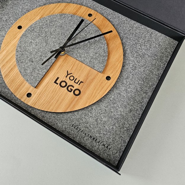 Verslo dovana „Laikrodis su logotipu iš medžio bei veltinio. Nr. 2“ 8