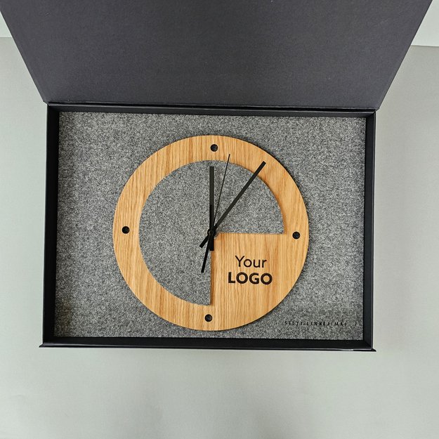 Verslo dovana „Laikrodis su logotipu iš medžio bei veltinio. Nr. 2“ 9