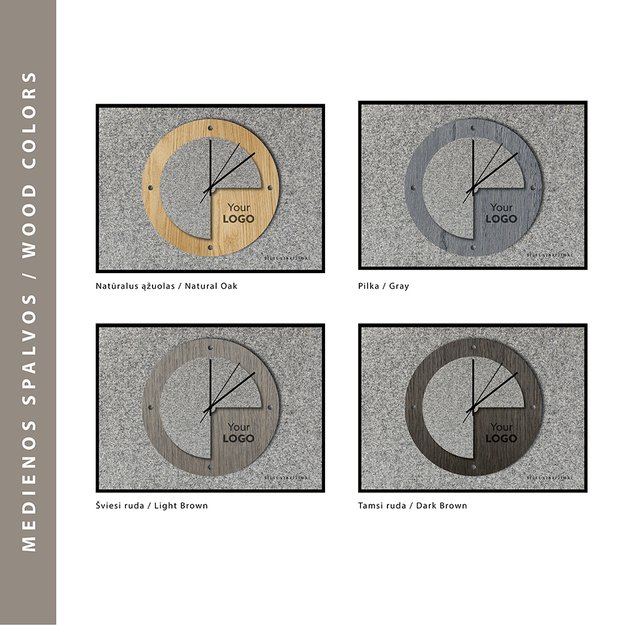 Verslo dovana „Laikrodis su logotipu iš medžio bei veltinio. Nr. 2“ 1