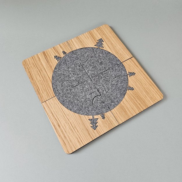 Coasters "Puzzle Christmas trees" for tea/coffee cups. Set of 4 1