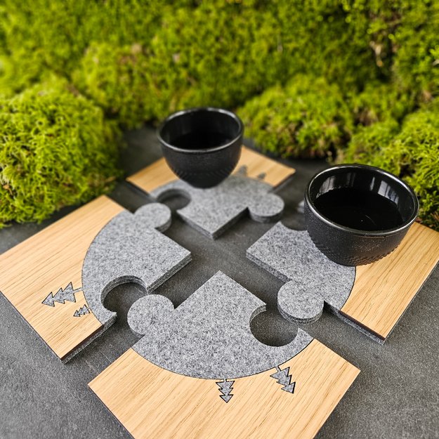 Coasters "Puzzle Christmas trees" for tea/coffee cups. Set of 4 4