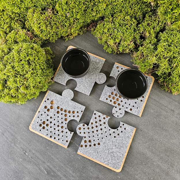 Coasters "Puzzle bubles" for tea/coffee cups. Set of 4 3