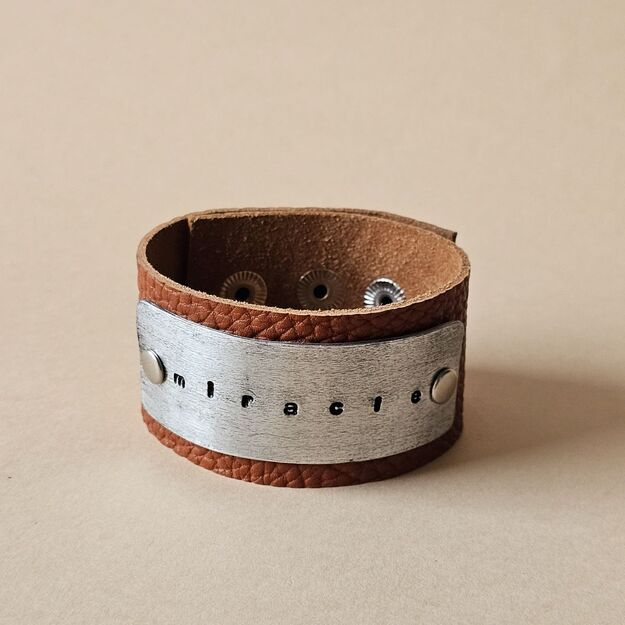 Brown leather bracelet "miracle", for 16-17.5 cm wrist