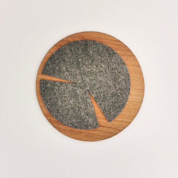 "Pacman" padėkliukas arbatiniui iš medžio ir filco (19x19 cm)